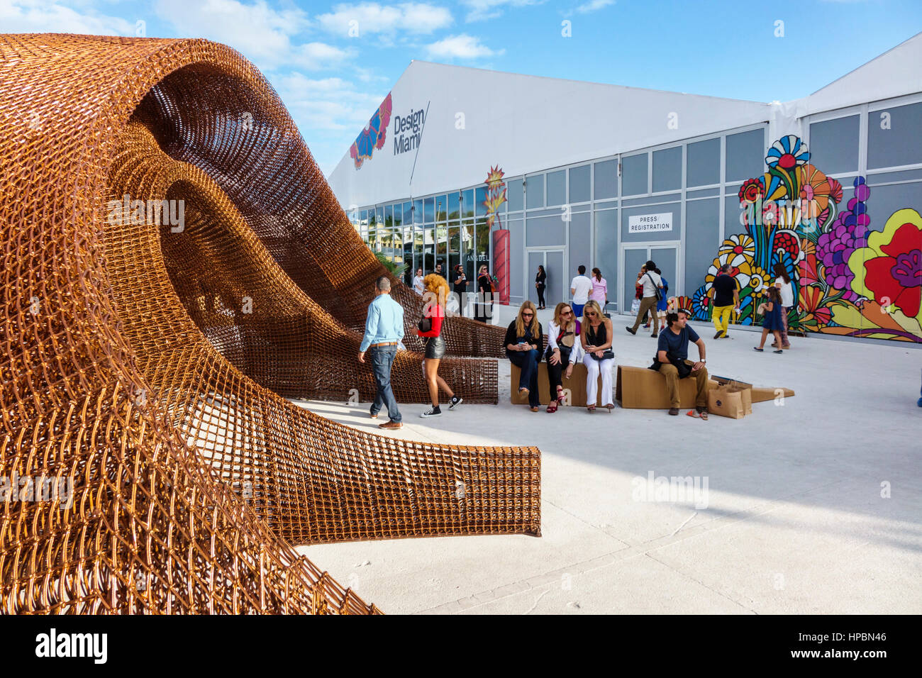 Miami Beach Florida,Convention Center,Art Basel Week,art fair,Design Miami,entryway,Flotsam & Jetsam,SHoP Architects,site-specific installation,3-D pr Stock Photo