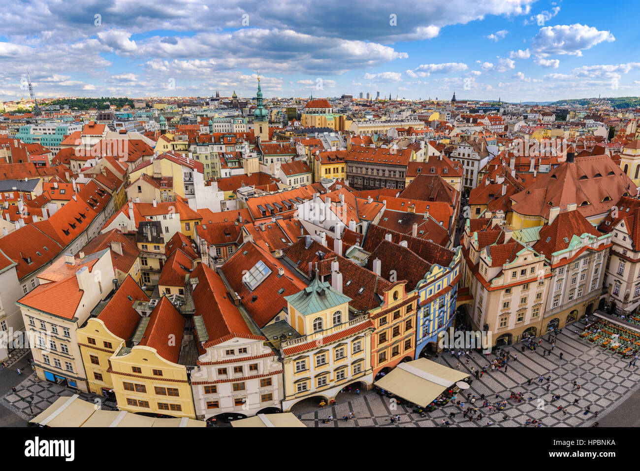 Prague city skyline at old town square, Prague, Czech Republic Stock Photo