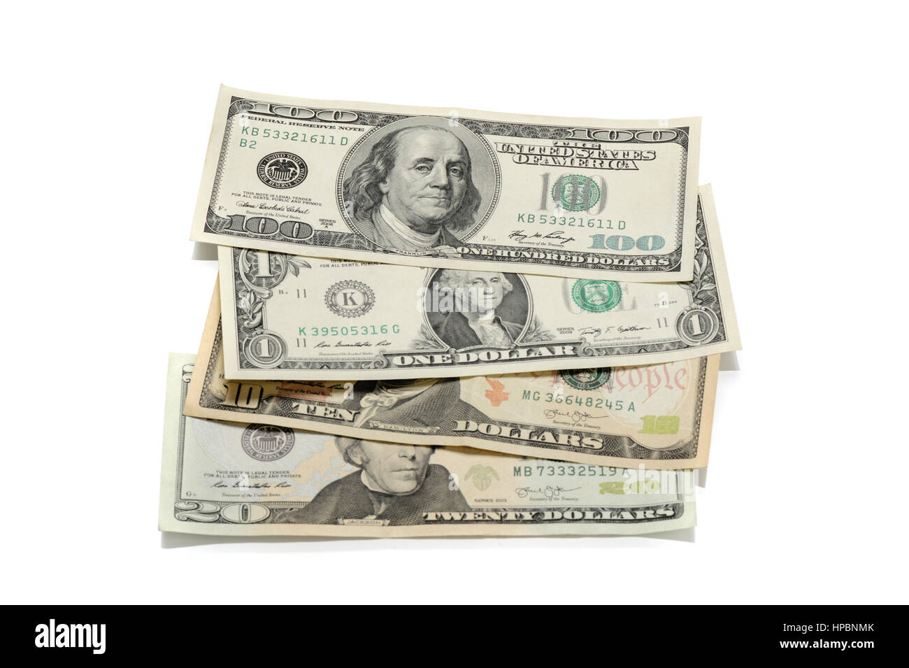 closeup The United States of America Dollar bills (US Dollars) Stock Photo