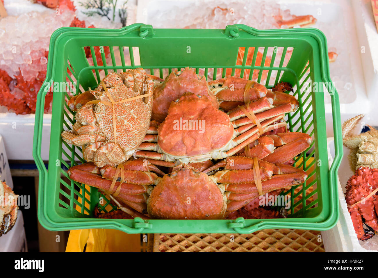 Steamed giant crabs in crab market in Hokkaido, Japan Stock Photo Alamy