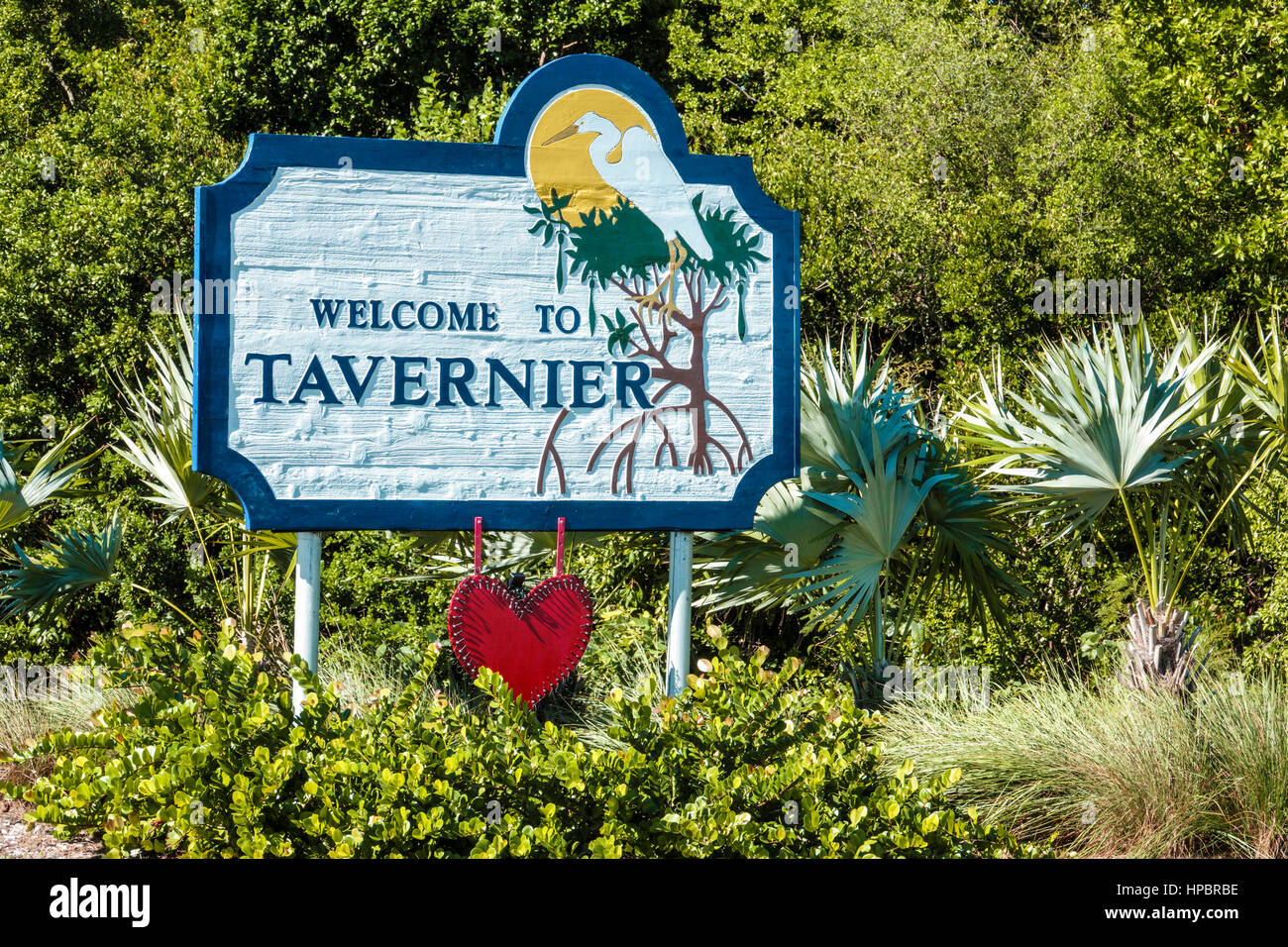 Florida Upper Florida Keys,Tavernier,sign,welcome,entrance,FL161223018 Stock Photo