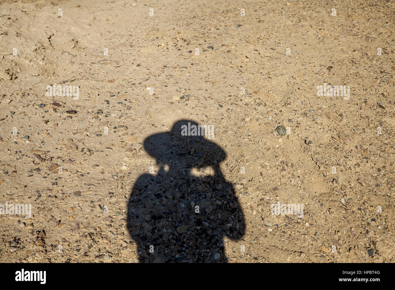 Shadow of a photographer, Death Valley National Park, California, USA Stock Photo