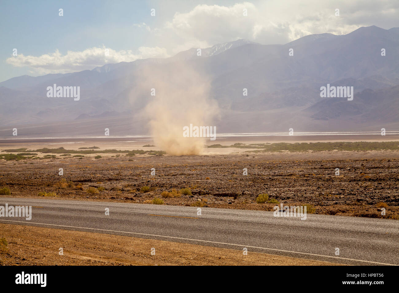 Twirling dust in Death Valley, California, USA Stock Photo