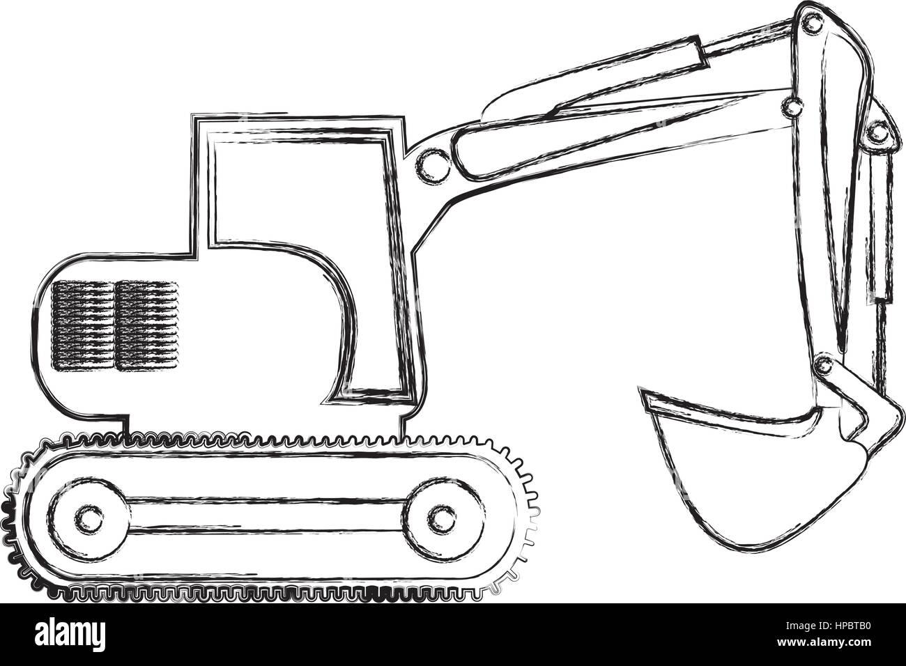 monochrome contour hand drawing of backhoe Stock Vector Image & Art - Alamy
