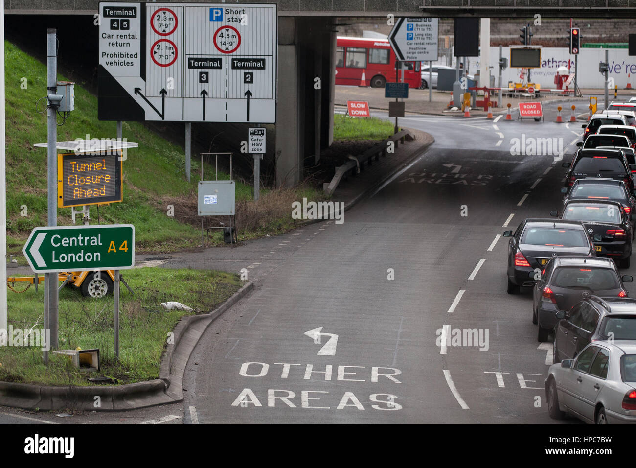 London UK. 21st February 2017. A sign indicating that the tunnel