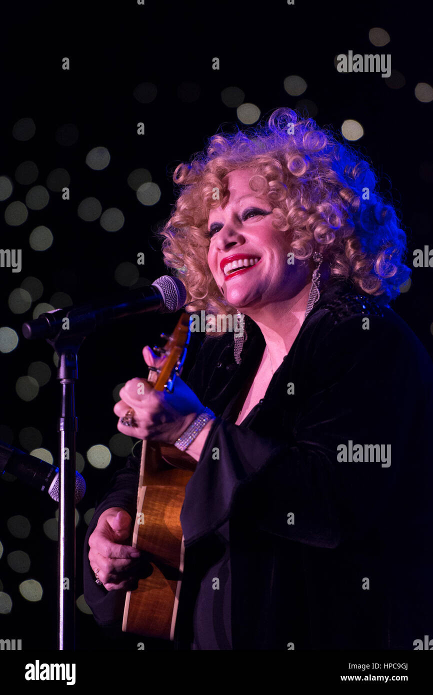 Las Vegas, USA. 20th Feb, 2017.  Bette Midler impersonator Sherie Rae Parker performs during The Reel Awards at the Golden Nugget Hotel & Casino in Las Vegas, Nev., on February 20, 2017. The awards show is meant to be a humorous tribute to the Academy Awards.  Stock Photo