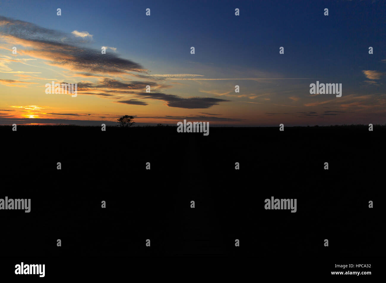 A wooden house for birdwatching on the border of Germany and Netherlands near Nieuwe Statenzijl Stock Photo