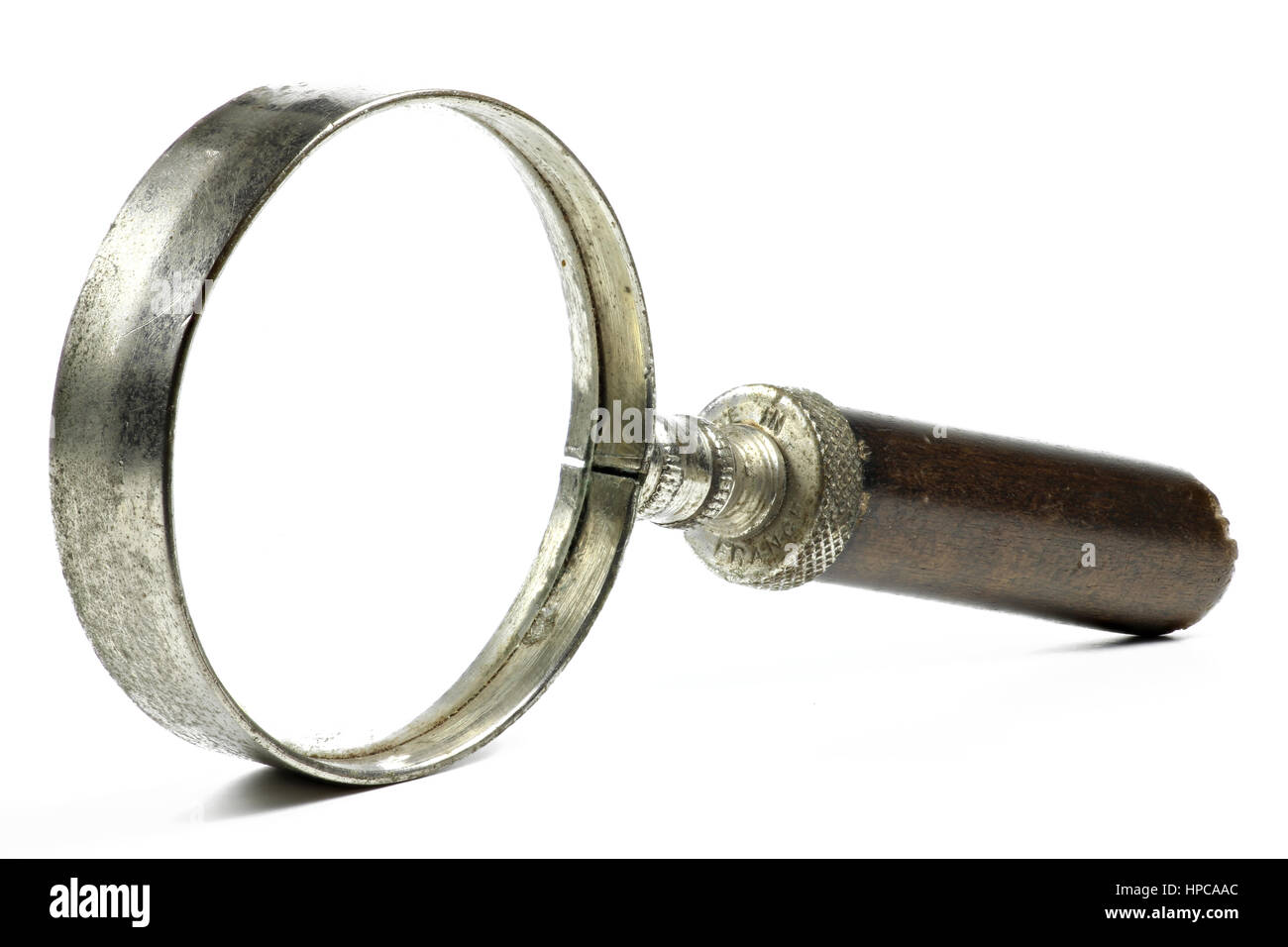 old magnifying glass isolated on white background Stock Photo - Alamy