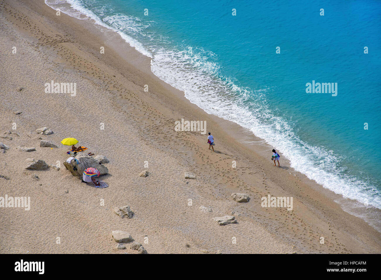 Close view to Egremnoi beach in the soutth western of Lefkada island, Ionian sea, Greece Stock Photo
