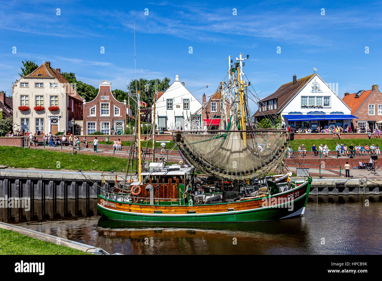 Crabbing boats in the harbor of Greetsiel, Eastfrisia Stock Photo