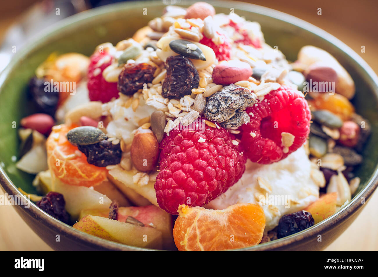 Healthy fresh fruit breakfast yogurt museli Stock Photo Alamy