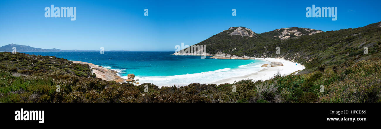 Panorama of Little Beach landscape in Two Peoples Bay Reserve near Albany, Western Australia Stock Photo