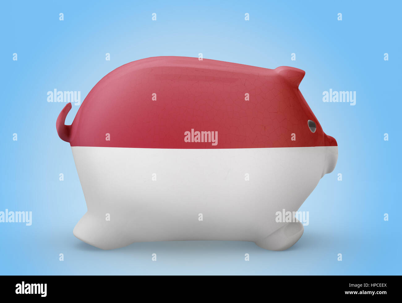 Side view of a piggy bank with the flag design of Indonesia.(series ...