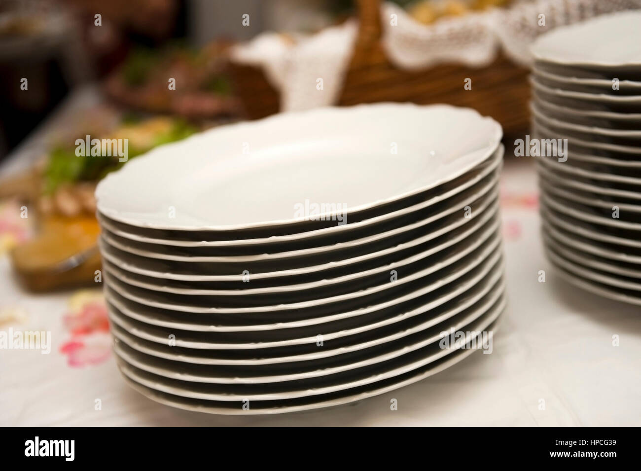 Tellerstapel - dishes Stock Photo
