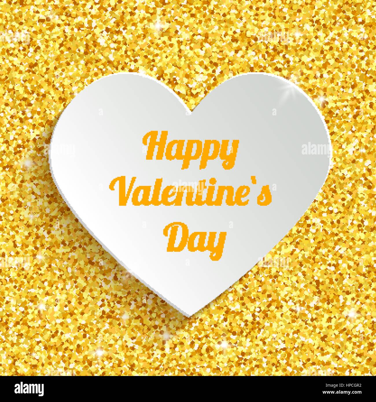 Happy Valentines Day Greeting Card with 3d White Paper Sticky in Heart ...