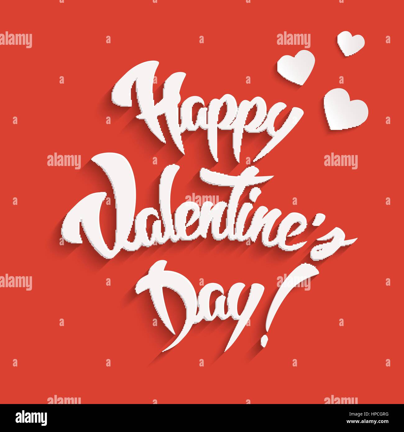 Happy Valentines Day 3d Hand Lettering Greeting Card with White Hearts ...