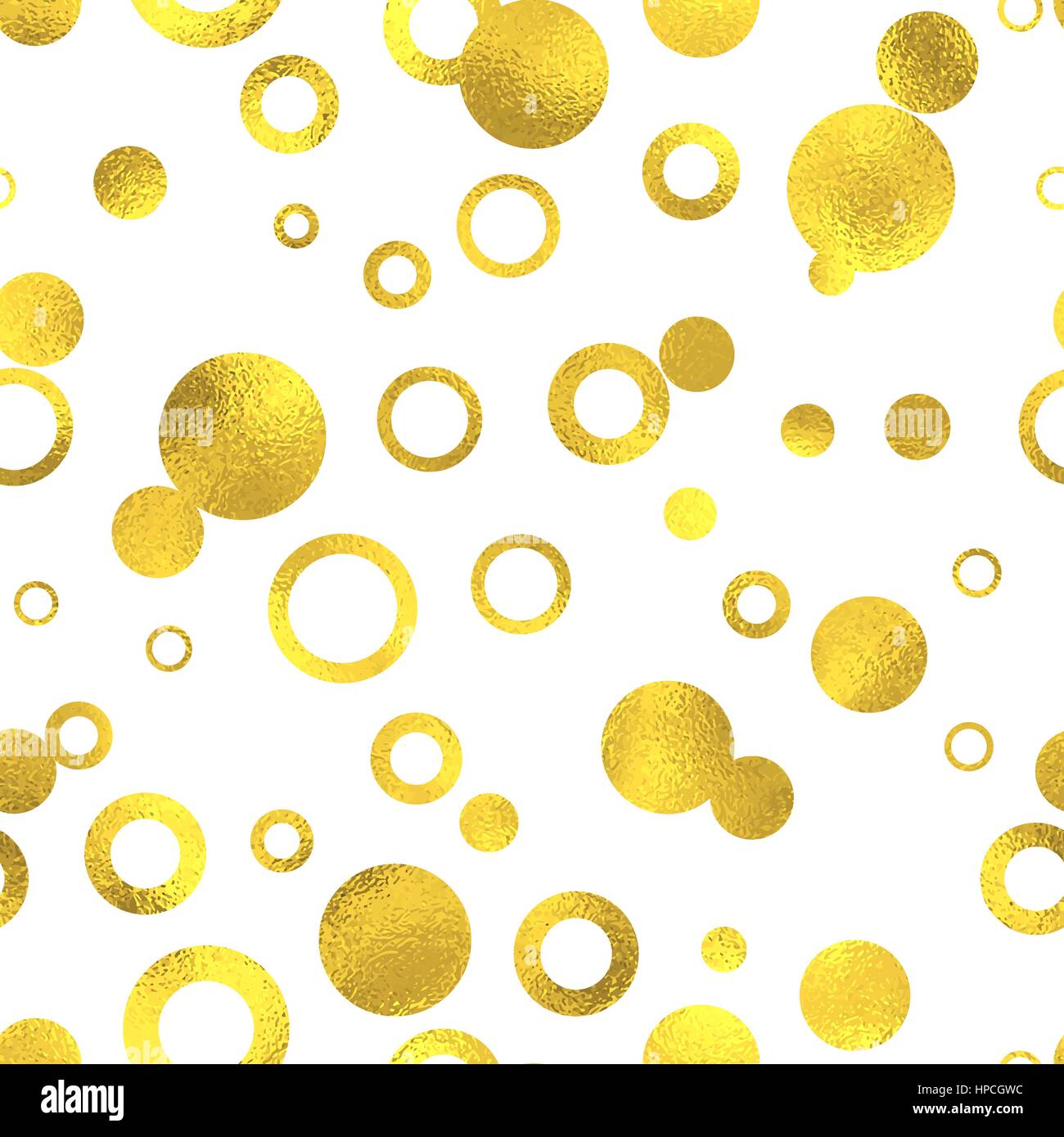 Gold glittering foil seamless pattern background with circles Stock ...