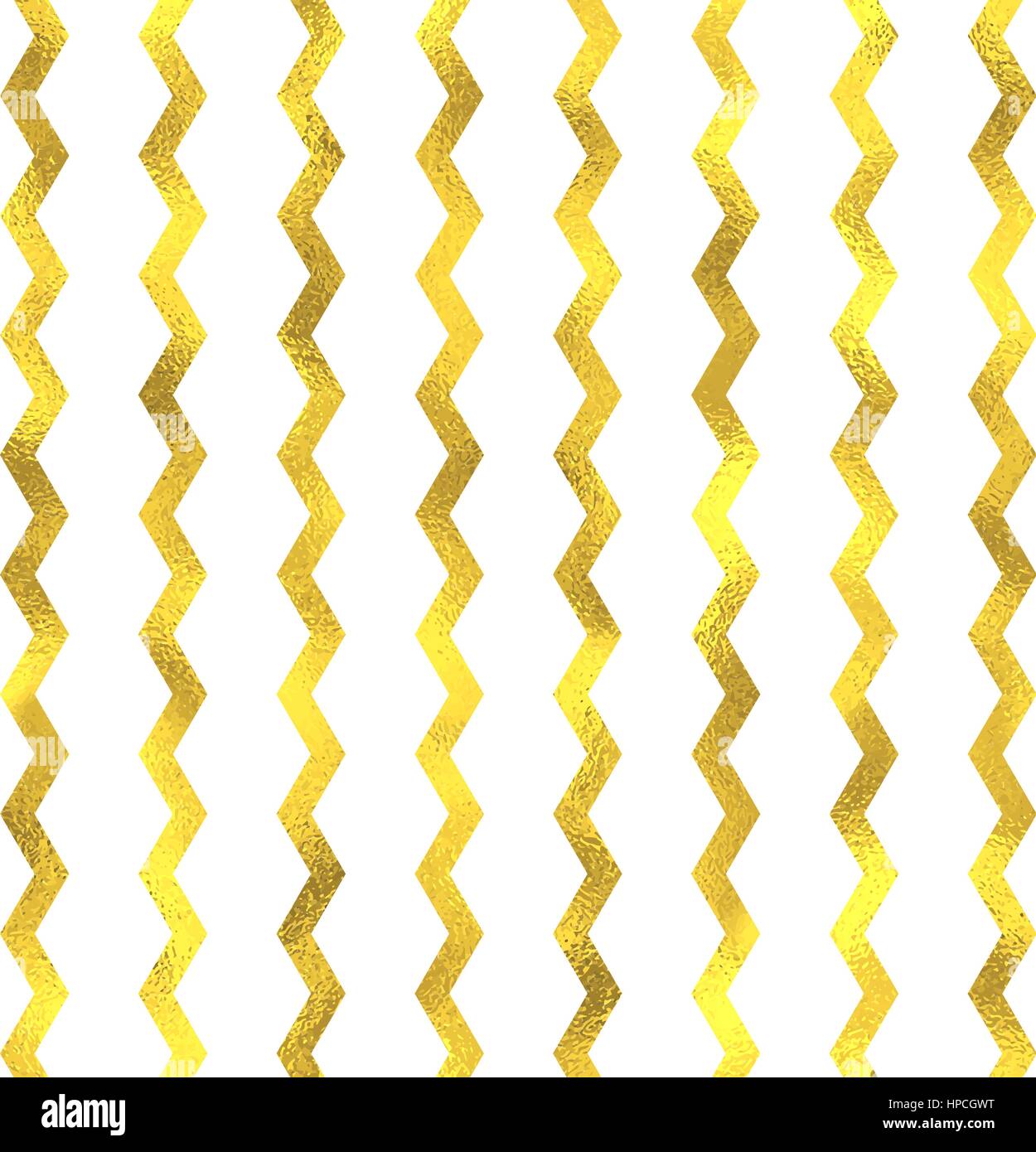 Gold glittering foil seamless pattern background with zigzag lines