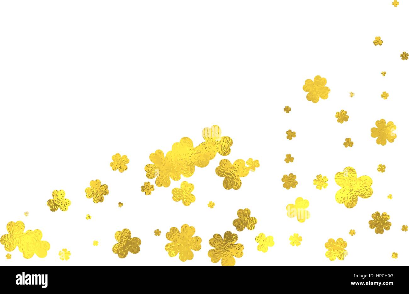 Gold glittering decoration frame with golden foil flowers isolated on ...