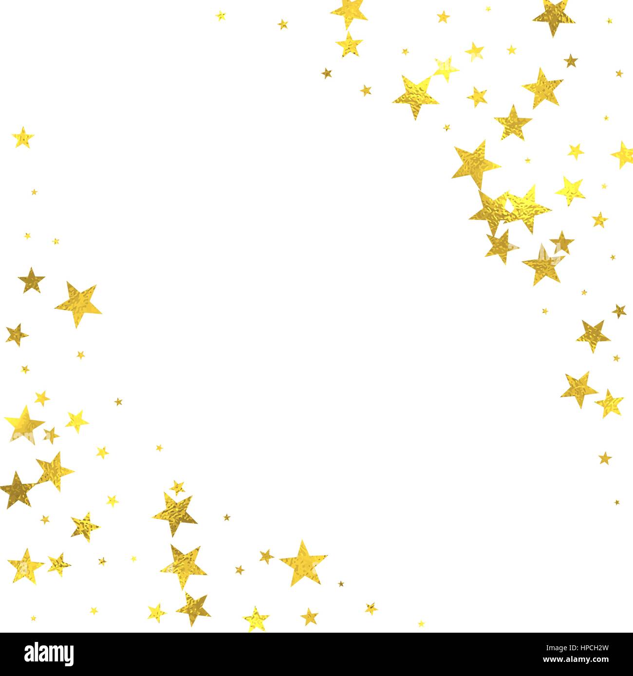 Gold vintage frame with foil stars isolated on white background, vector