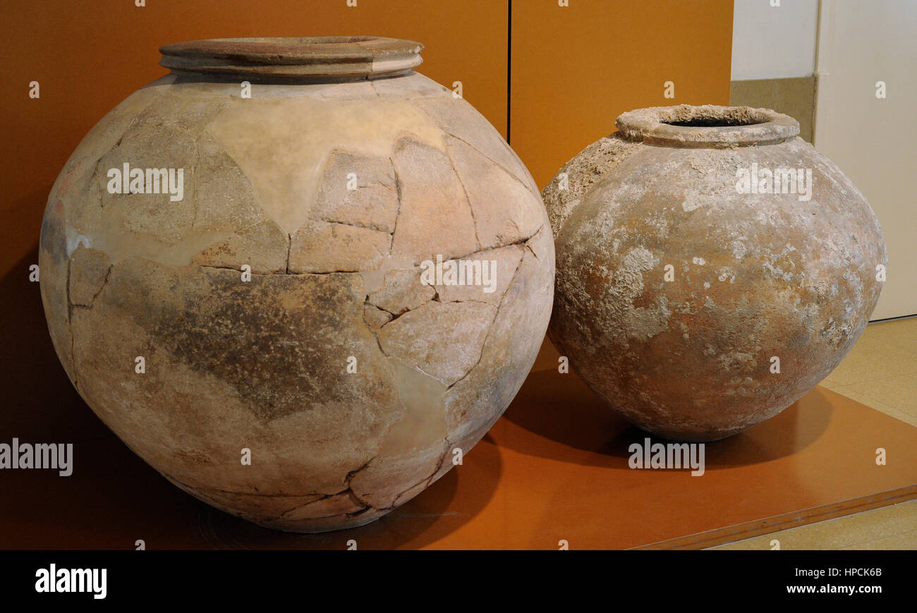 Dolium. Large earthenware vase used for storage or transportation of goods. National Archaeological Museum. Tarragona. Catalonia, Spain. Stock Photo