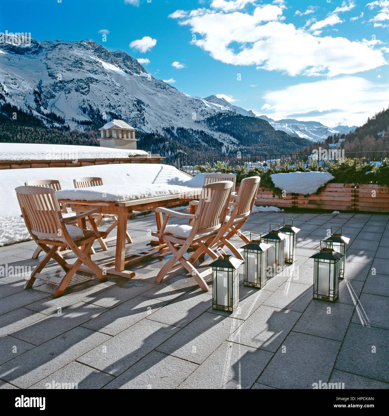 Saint Moritz, Switzerland, view of the valley and mountains from the ...
