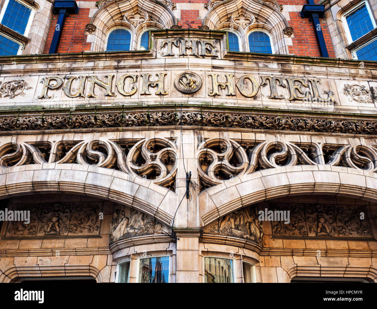 Stone Carving Detail at the Punch Hotel in Queen Victoria Square Hull Yorkshire England Stock