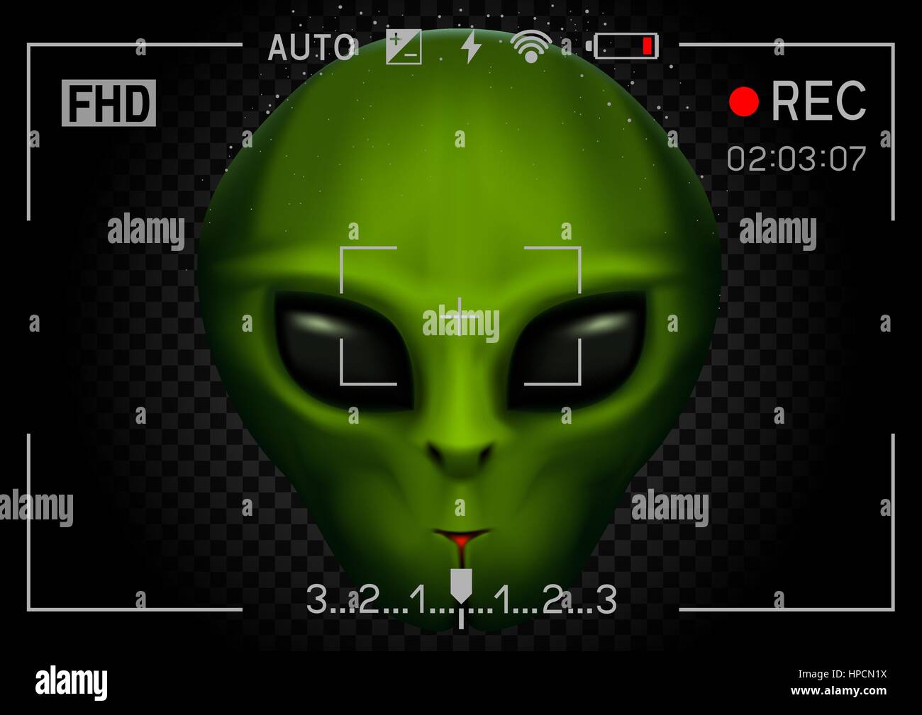 camera rec alien in dark Stock Vector