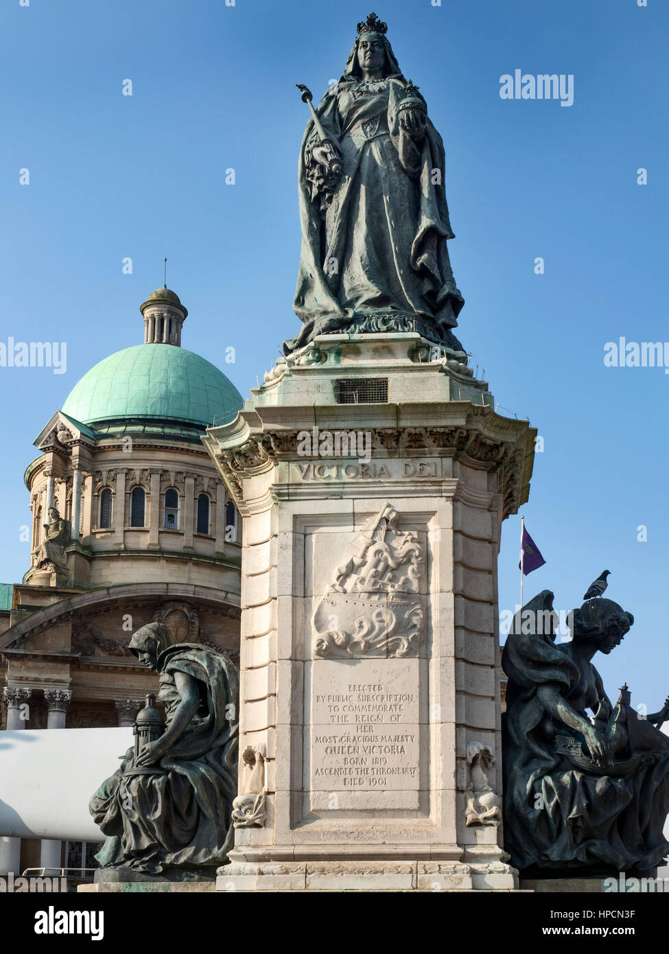Queen Victoria Statue by H C Fehr 1903 and City Hall Dome in Queen