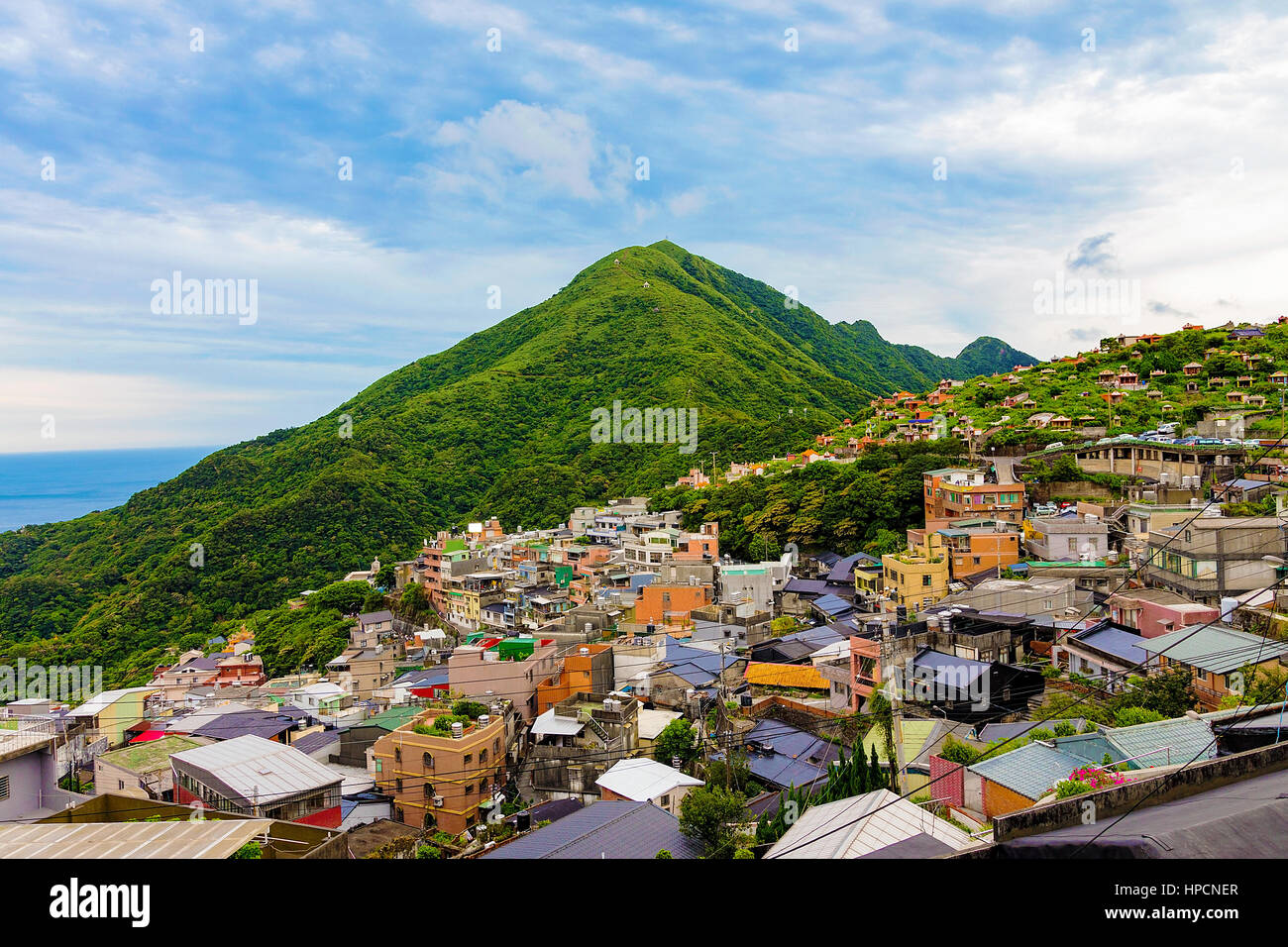 Hillside houses and buildings in Jiufen village Taiwan Stock Photo