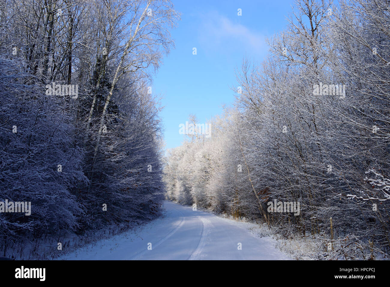 Country Road in Winter Stock Photo - Alamy