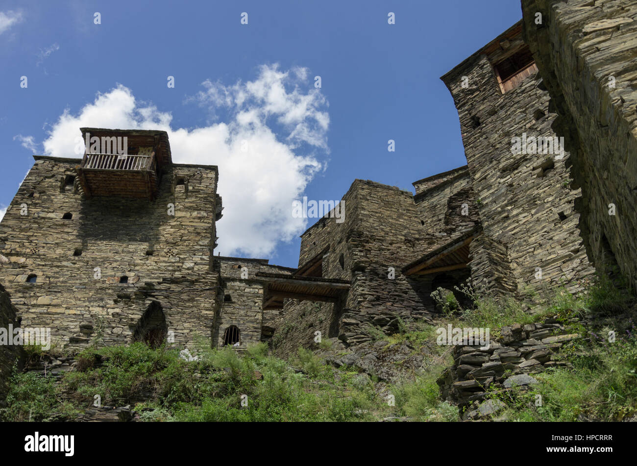 Shatili. Abandoned fortified village with watch towers in Georgia. Caucasus mountains Stock Photo