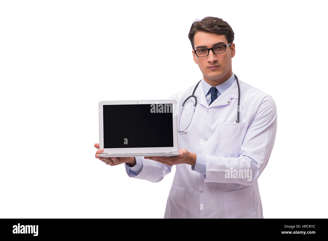 Doctor Computer Without Background Doctor with laptop isolated on white background Stock Photo - Alamy