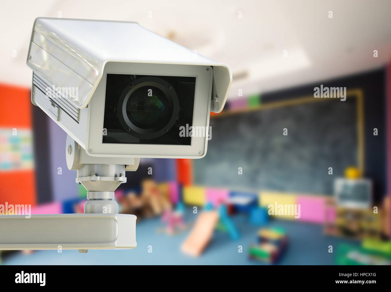 3d rendering cctv camera or security camera on kids room background Stock Photo