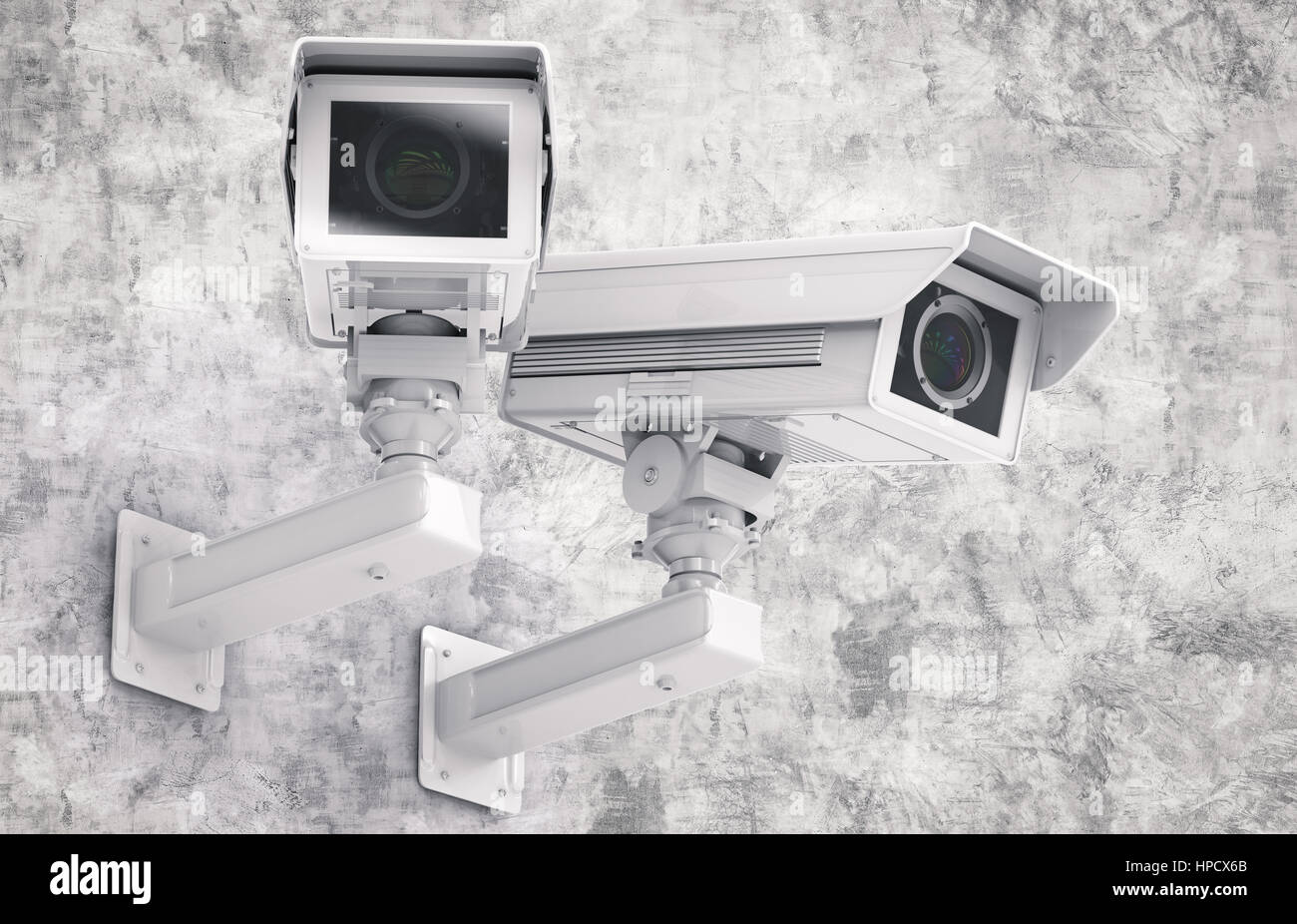 3d rendering cctv camera or security camera on cement background Stock ...