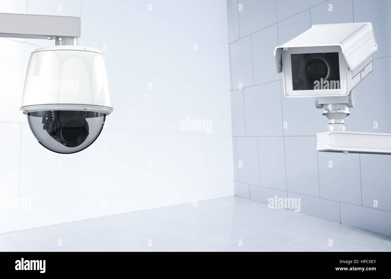 3d rendering cctv camera or security camera on indoor background Stock ...