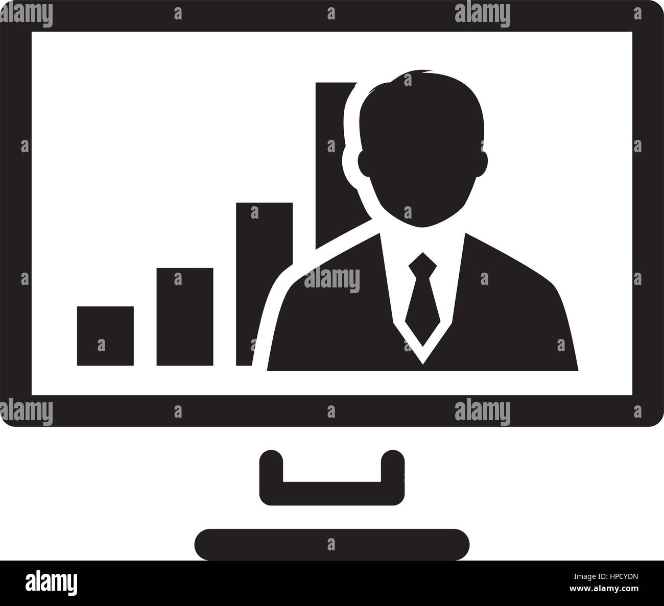 Video Conference Icon. Business Concept. Flat Design. Stock Vector