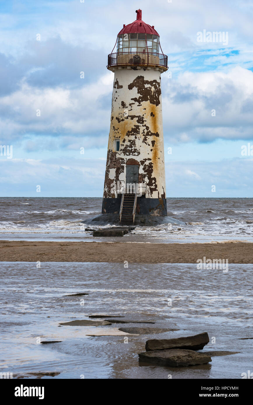 Point of Ayr Lighthouse on Talacre Beach, Wales Stock Photo - Alamy