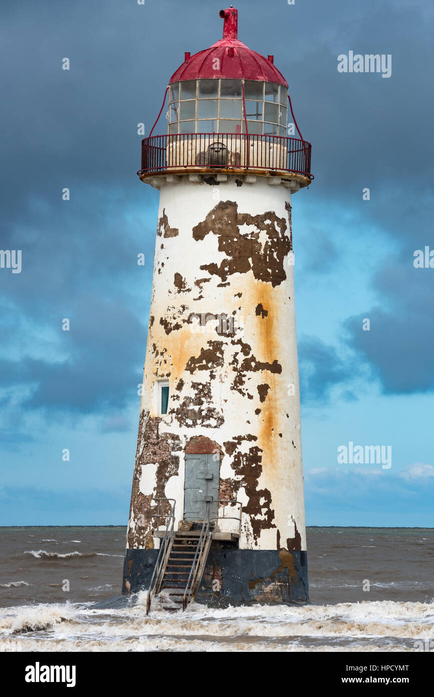 Point of Ayr Lighthouse on Talacre Beach, Wales Stock Photo
