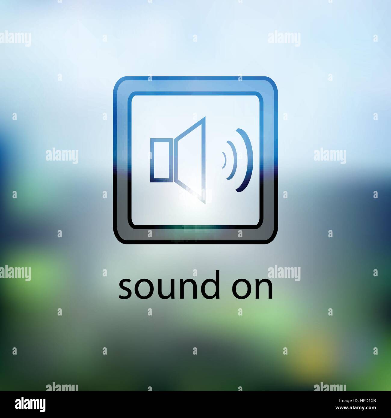 sound icon button on the blurred background. Illustrations used for ...