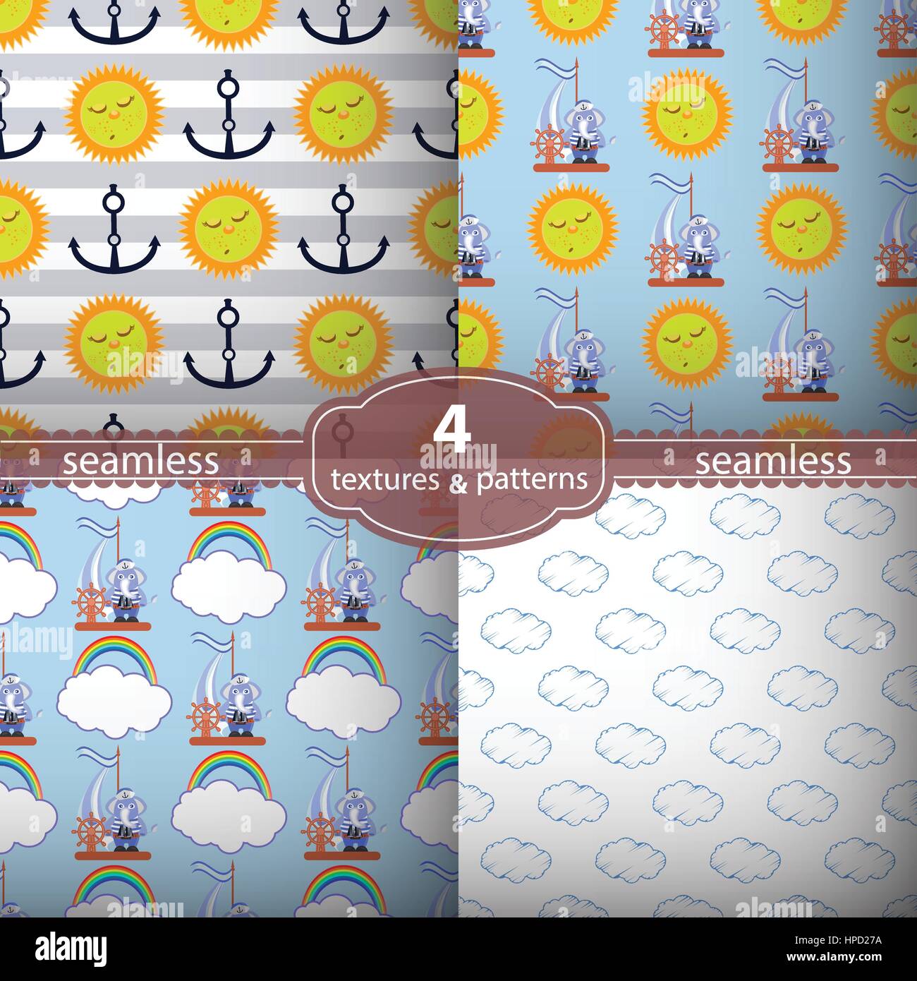 seamless pattern of sun and clouds Illustrations used for print ...
