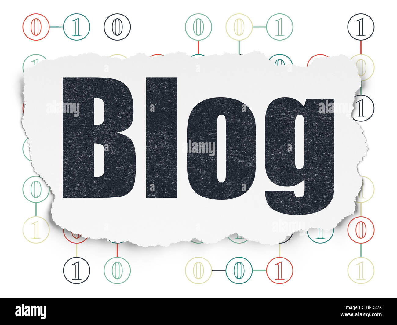 Web development concept: Painted black text Blog on Torn Paper background with Scheme Of Binary Code Stock Photo