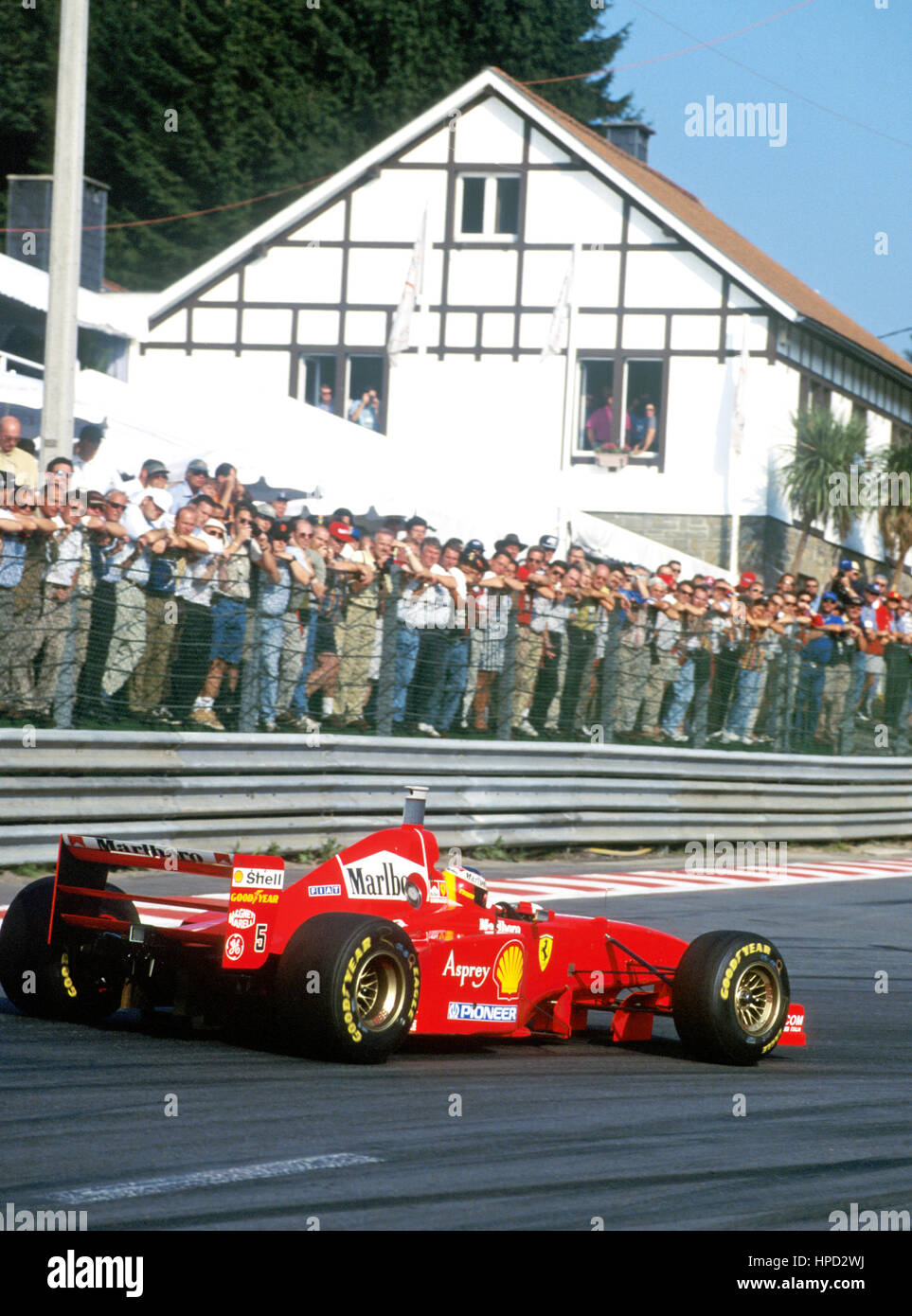 1997 Michael Schumacher German Ferrari 310B Spa Belgian GP 1st Stock Photo