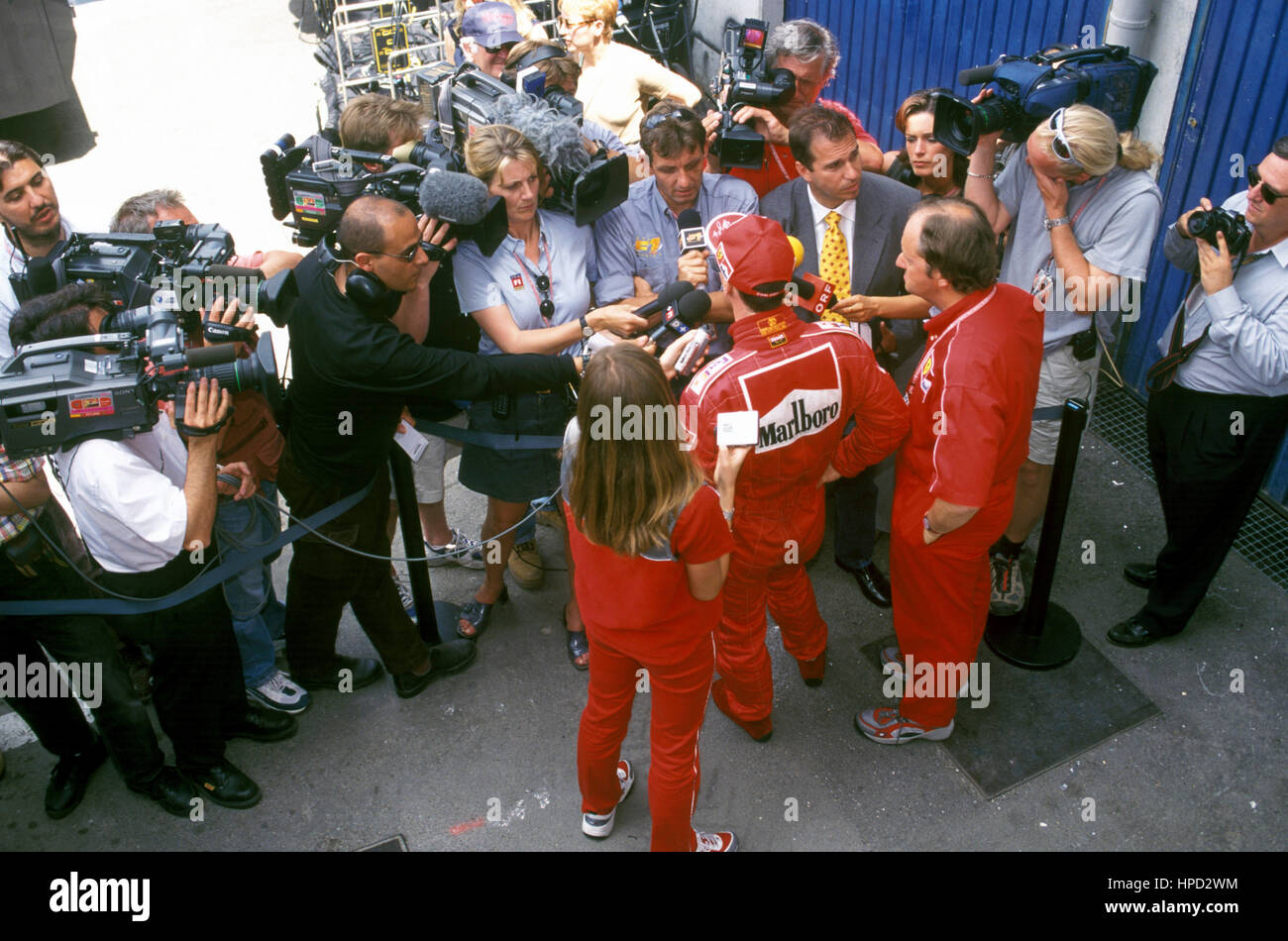 1997 Michael Schumacher German Ferrari 310B Interview Stock Photo