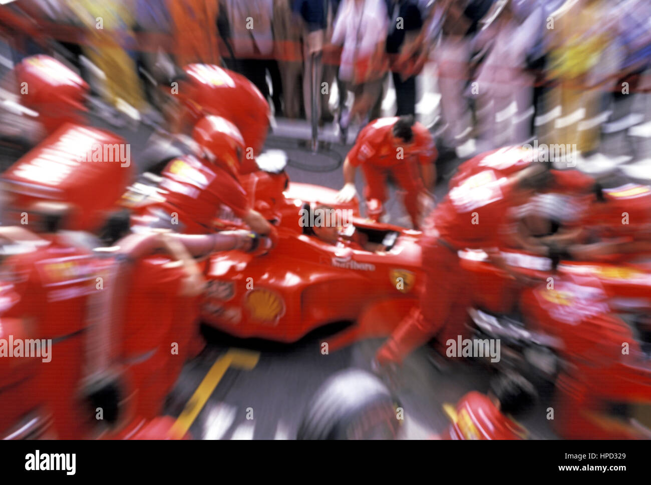 1999 Ferrari F399 Practice pitstop Stock Photo