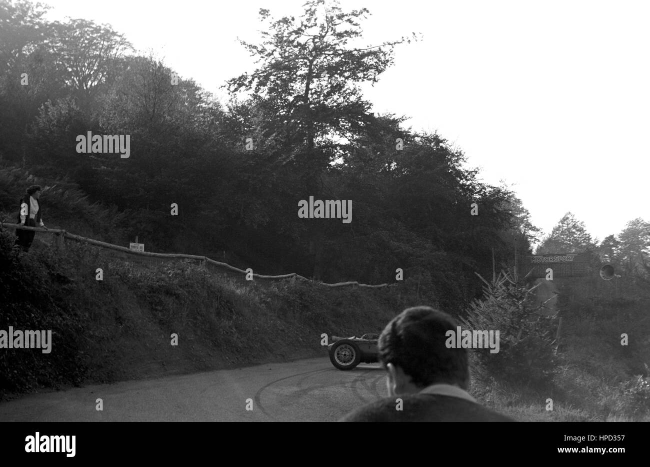 1960 500cc racer spins Wiscombe Hillclimb Stock Photo