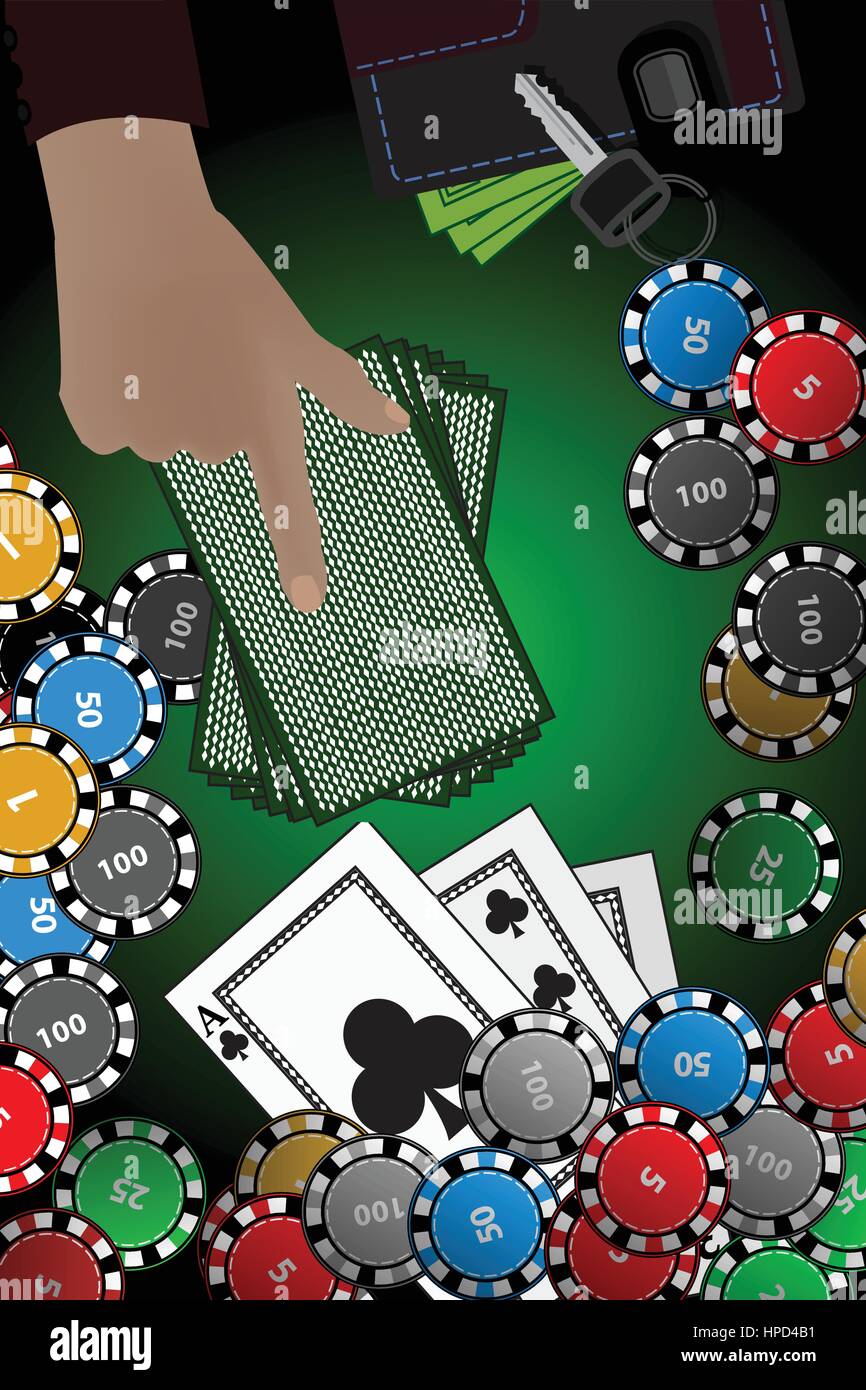 Casino Chips Hand Stack Of Cards Winnings Concept Illustration Casino Chips Hand Stack Of Cards Winnings Concept Illustration