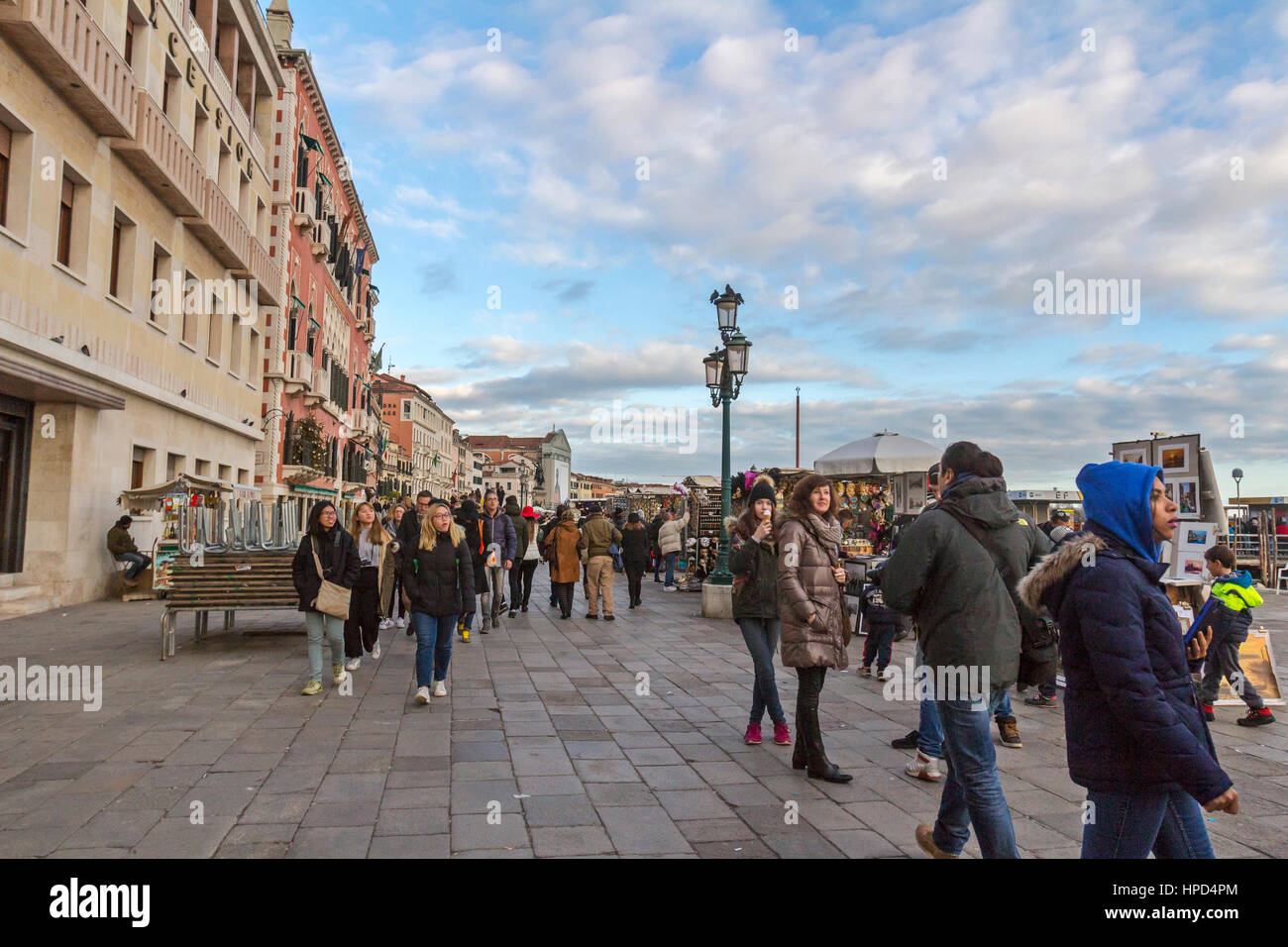 Visitors and tourists walking in Venice, Italy. Stock Photo