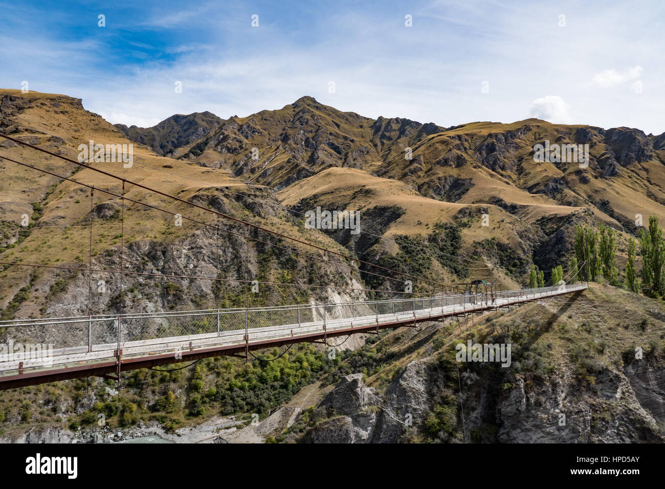 Old suspension bridge spanning Skippers Canyon near Queenstown. South