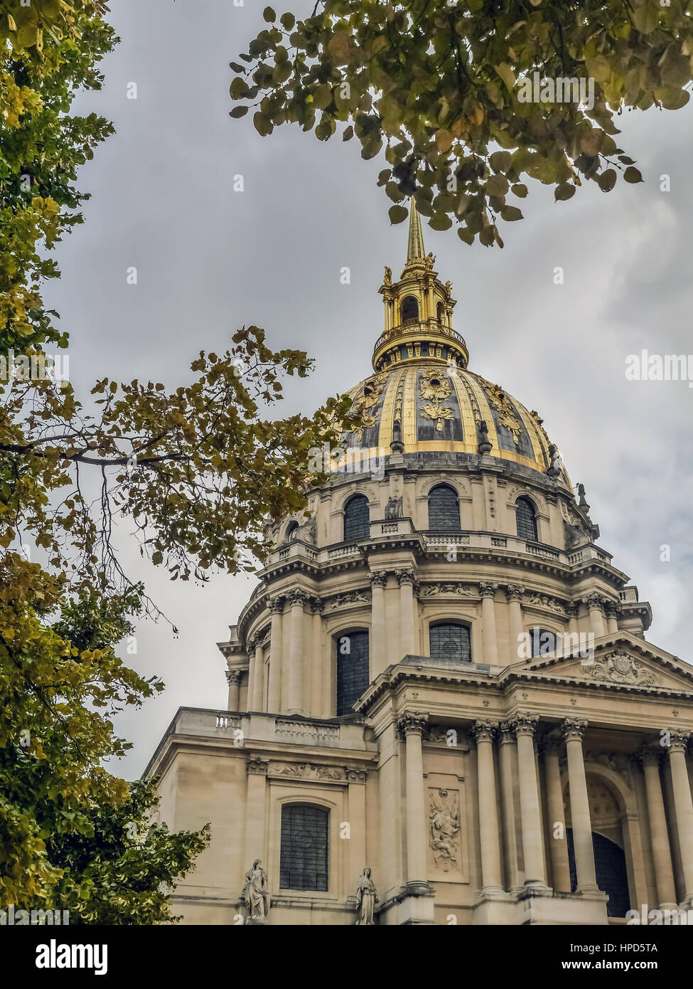 Closeup of Saint-Louis-des-Invalides Cathedral, part of The National Residence of the Invalids also known as Hôtel des Invalides, Paris, France Stock Photo